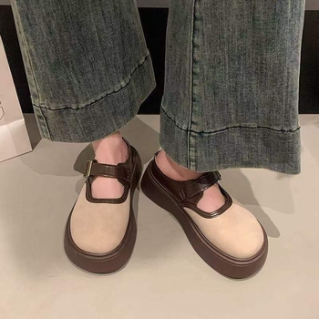 Γυναικείες παντόφλες Baotou με παχιά σόλα, επάνω μέρος microfiber δέρμα, σόλα καουτσούκ, επίπεδη βάση, πάχος σόλας 0–3 cm