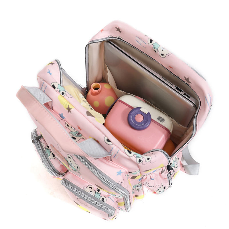 Mammas un bērna mugursoma ar lielu ietilpību, daudz kabatu, Oxford audums, loku plecu siksnas, izolēti nodalījumi