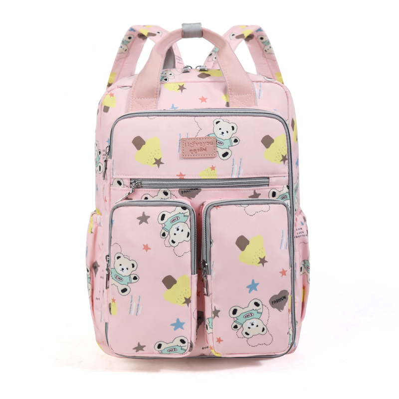 Mammas un bērna mugursoma ar lielu ietilpību, daudz kabatu, Oxford audums, loku plecu siksnas, izolēti nodalījumi