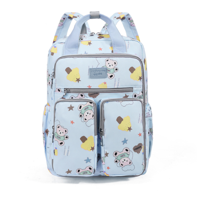 Mammas un bērna mugursoma ar lielu ietilpību, daudz kabatu, Oxford audums, loku plecu siksnas, izolēti nodalījumi