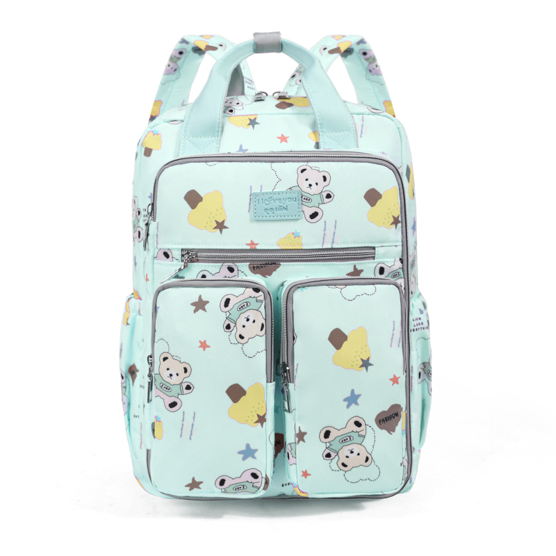 Mammas un bērna mugursoma ar lielu ietilpību, daudz kabatu, Oxford audums, loku plecu siksnas, izolēti nodalījumi