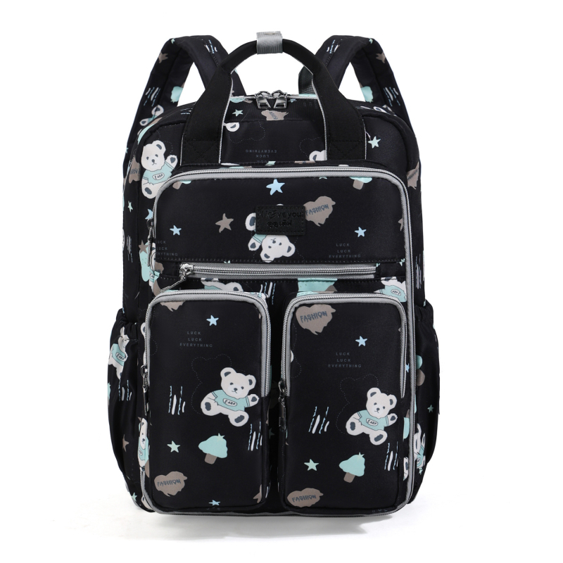 Mammas un bērna mugursoma ar lielu ietilpību, daudz kabatu, Oxford audums, loku plecu siksnas, izolēti nodalījumi