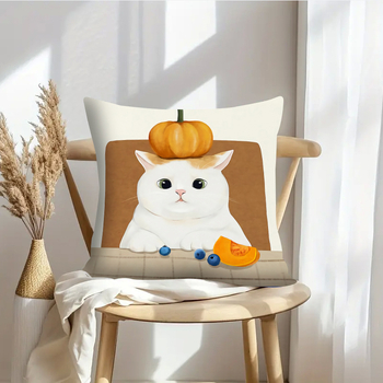 Калъфка за възглавница с мек къс велур, мотив котка от анимационен филм, серия JWBZT499, за всекидневна, печат на лого наличен