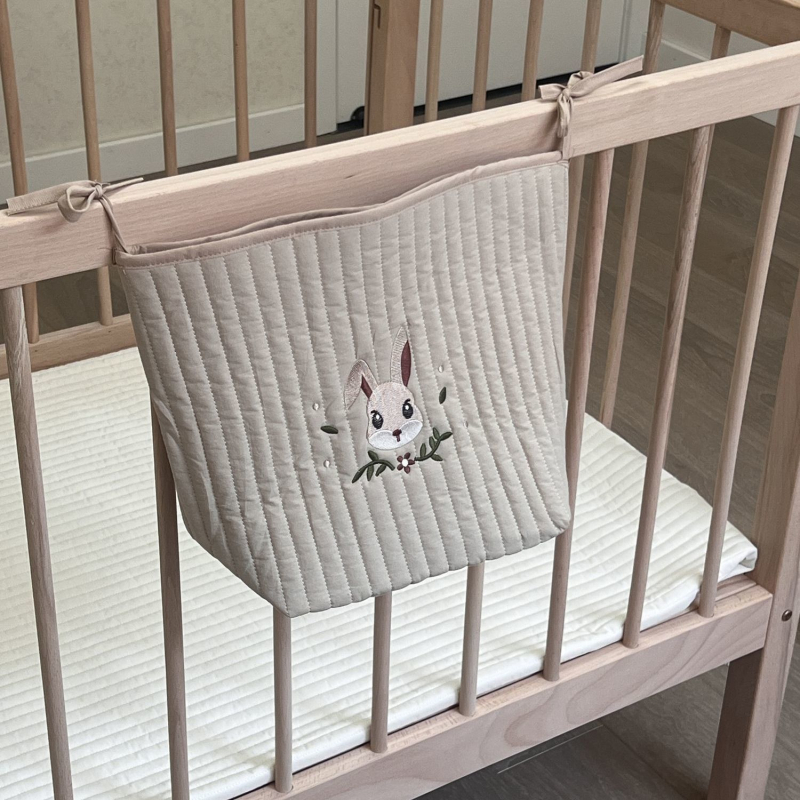 Κρεμαστή τσάντα για βρεφικό κρεβάτι με μοτίβο αρκουδάκι, βαμβάκι, πολυλειτουργική αποθήκευση για πάνες, μαντηλάκια, μπουκάλι και παιχνίδια, κορεατικό στυλ