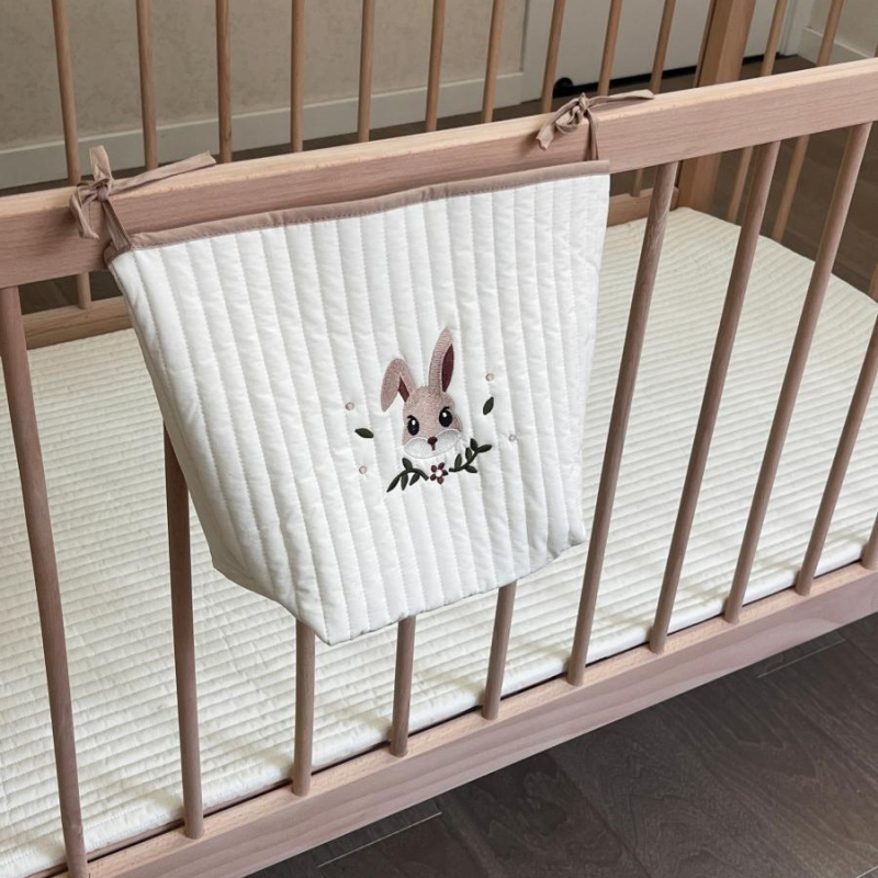 Κρεμαστή τσάντα για βρεφικό κρεβάτι με μοτίβο αρκουδάκι, βαμβάκι, πολυλειτουργική αποθήκευση για πάνες, μαντηλάκια, μπουκάλι και παιχνίδια, κορεατικό στυλ