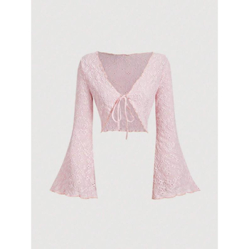 Moteriška megztinė su Batwing rankovėmis suknelė, Chenille audinys, apykaklė kaip marškinėlis, gėlių įsiuvų detalė, ruduo 2022