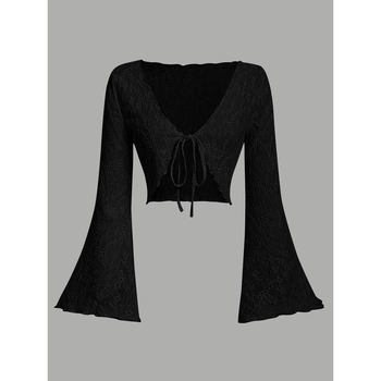 Рокля от трикотаж с ръкави батвинг, Chenille плат, яка тип риза, детайл с пришити цветя, есен 2022