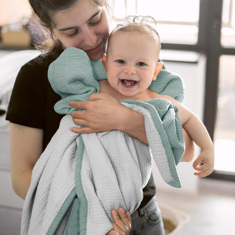 4 slāņaina crepe bērnu sega, 100% kokvilna, visu sezonu, vienkrāsains raksts, zīdaiņiem un maziem bērniem