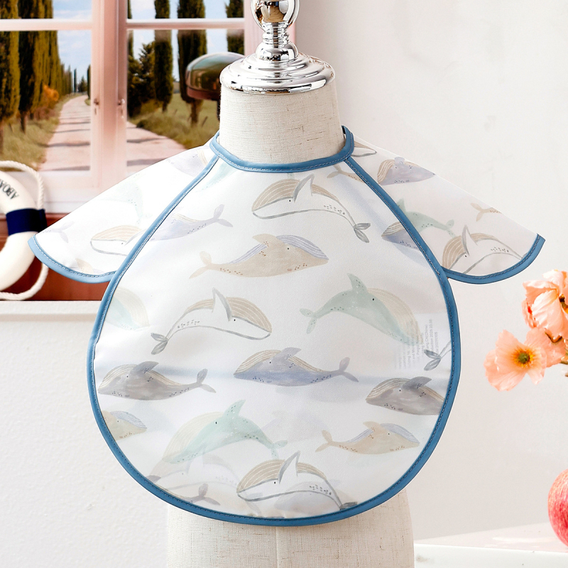 Vodootporni dječji bib za jelo s džepom i crtanim uzorkom, poliester