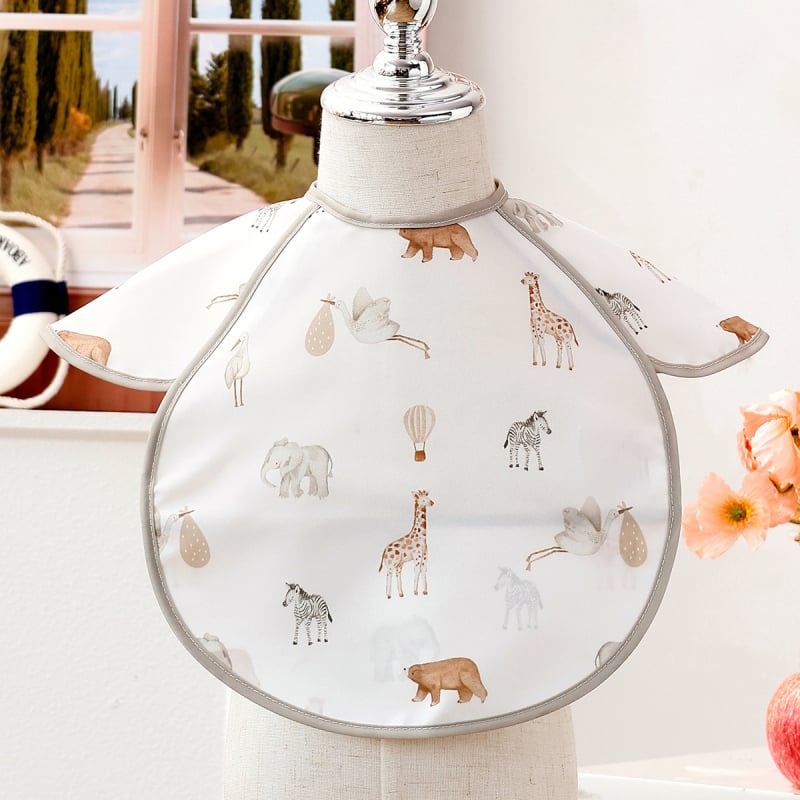 Vodootporni dječji bib za jelo s džepom i crtanim uzorkom, poliester