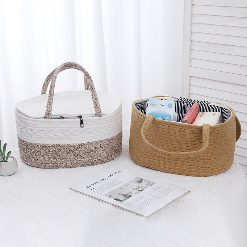Кошница за съхранение от памучно въже – портативна, модел: памучна въжена кошница за съхранение, стил: модерен минимализъм