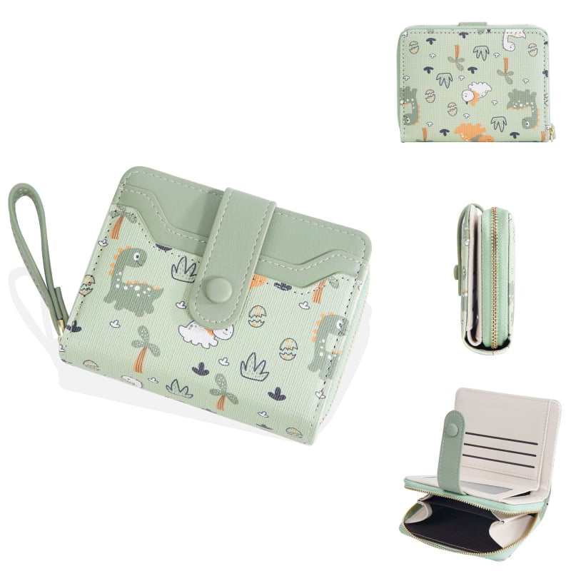 Baellerry női pénztárca - dinoszaurusz minta, snap zár, több kártya rekesz, PU bőr, nagy kapacitás