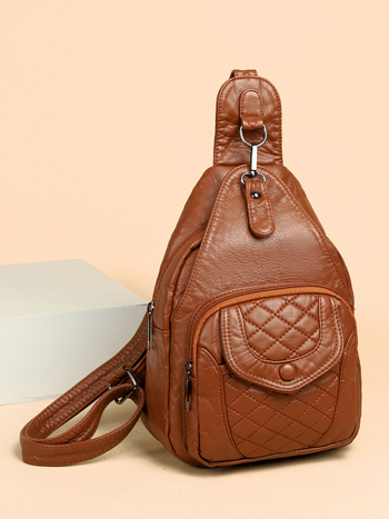 PU odos crossbody krepšys, lytiškai neutraliu stiliumi, Luo dai shi prekės ženklas, užtrauktuko uždarymas, išorinė rankinė su gaubtu, 2025 m. pavasaris