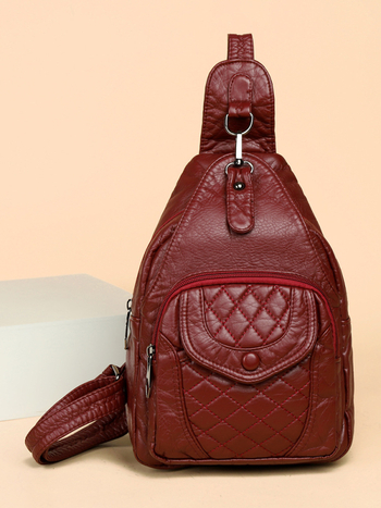 PU odos crossbody krepšys, lytiškai neutraliu stiliumi, Luo dai shi prekės ženklas, užtrauktuko uždarymas, išorinė rankinė su gaubtu, 2025 m. pavasaris