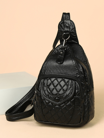 PU odos crossbody krepšys, lytiškai neutraliu stiliumi, Luo dai shi prekės ženklas, užtrauktuko uždarymas, išorinė rankinė su gaubtu, 2025 m. pavasaris