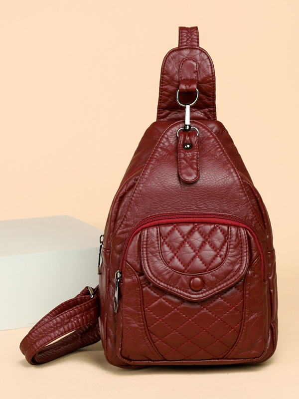 PU odos crossbody krepšys, lytiškai neutraliu stiliumi, Luo dai shi prekės ženklas, užtrauktuko uždarymas, išorinė rankinė su gaubtu, 2025 m. pavasaris