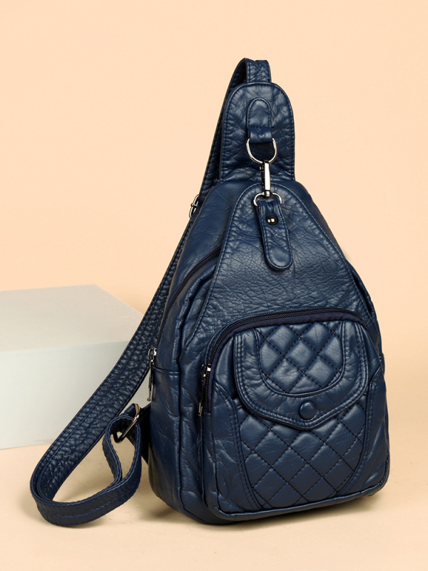 PU odos crossbody krepšys, lytiškai neutraliu stiliumi, Luo dai shi prekės ženklas, užtrauktuko uždarymas, išorinė rankinė su gaubtu, 2025 m. pavasaris