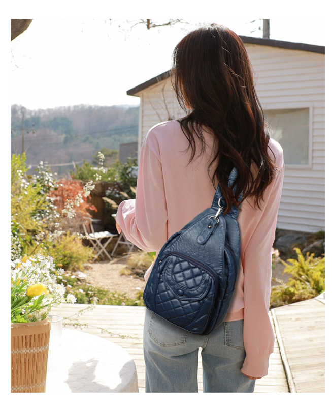 PU odos crossbody krepšys, lytiškai neutraliu stiliumi, Luo dai shi prekės ženklas, užtrauktuko uždarymas, išorinė rankinė su gaubtu, 2025 m. pavasaris