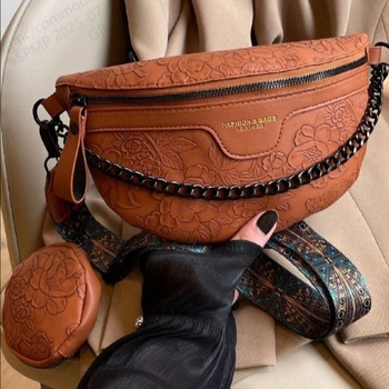 Geantă talie / crossbody cu fermoar, PU material, model CW8002, buzunare interne: telefon, documente și buzunar ascuns cu fermoar