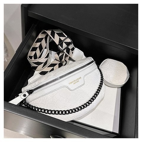 Geantă talie / crossbody cu fermoar, PU material, model CW8002, buzunare interne: telefon, documente și buzunar ascuns cu fermoar