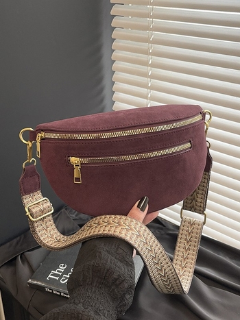 Krosbody soma no zamšādas ar rāvējslēdzēju, telefona kabata, poliesteres iekšpuse