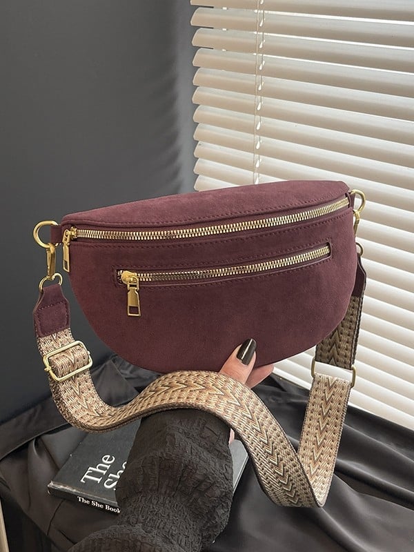 Krosbody soma no zamšādas ar rāvējslēdzēju, telefona kabata, poliesteres iekšpuse