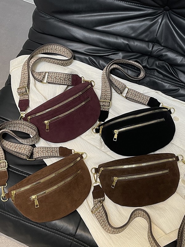 Krosbody soma no zamšādas ar rāvējslēdzēju, telefona kabata, poliesteres iekšpuse