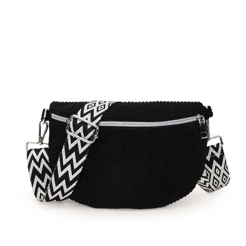 Geantă Corduroy pentru piept cu buzunar pentru telefon și cameră, închidere cu fermoar, căptușeală poliester, toamna 2025