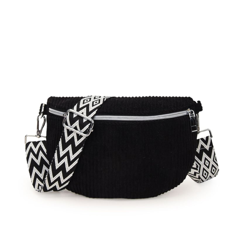 Geantă Corduroy pentru piept cu buzunar pentru telefon și cameră, închidere cu fermoar, căptușeală poliester, toamna 2025