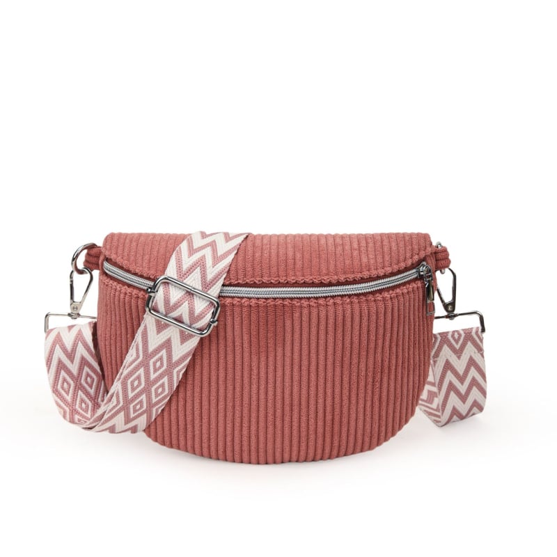 Geantă Corduroy pentru piept cu buzunar pentru telefon și cameră, închidere cu fermoar, căptușeală poliester, toamna 2025