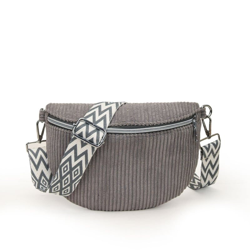 Geantă Corduroy pentru piept cu buzunar pentru telefon și cameră, închidere cu fermoar, căptușeală poliester, toamna 2025