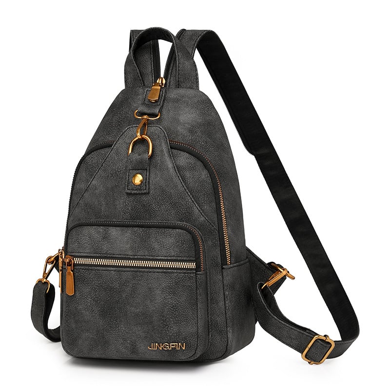 Ženska retro torbica na prsa, cross-body torba, PU materijal, zatvaranje zipom, poliesterska podstava, unutarnji džepovi sa zipom i džep za telefon, Warm Sail