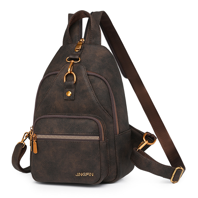 Geantă retro pentru femei, tip chest cross-body, PU, căptușeală poliester, buzunar intern cu fermoar și buzunar pentru telefon, marca Warm Sail