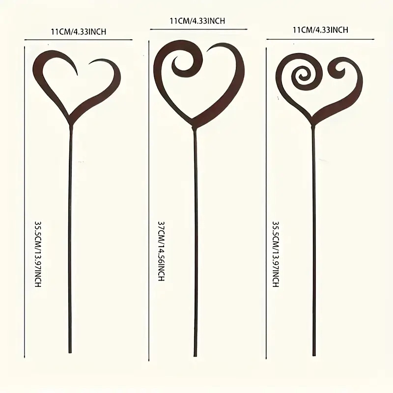 Μεταλλική διακοσμητική καρδιά κήπου με σχεδίαση plug-in για αυλή και γλάστρες, μοντέρνο μινιμαλιστικό στυλ • Κωδικός 20250515 • Κατηγορία: Φυτά • Συσκευασία: Κουτί χαρτονιού