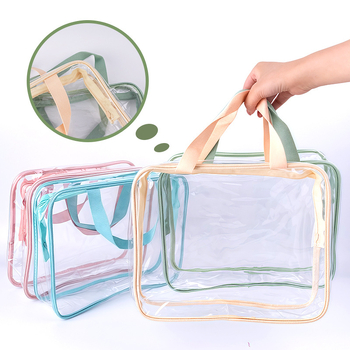 Διάφανη PVC τσάντα αποθήκευσης με διπλά χερούλια - αδιάβροχη, πτυσσόμενη, οργάνωση καλλυντικών και παιχνιδιών