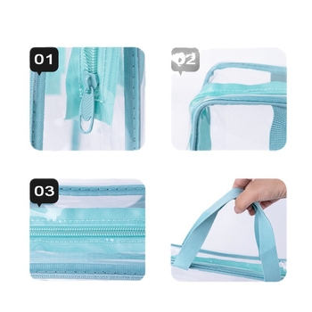Διάφανη PVC τσάντα αποθήκευσης με διπλά χερούλια - αδιάβροχη, πτυσσόμενη, οργάνωση καλλυντικών και παιχνιδιών
