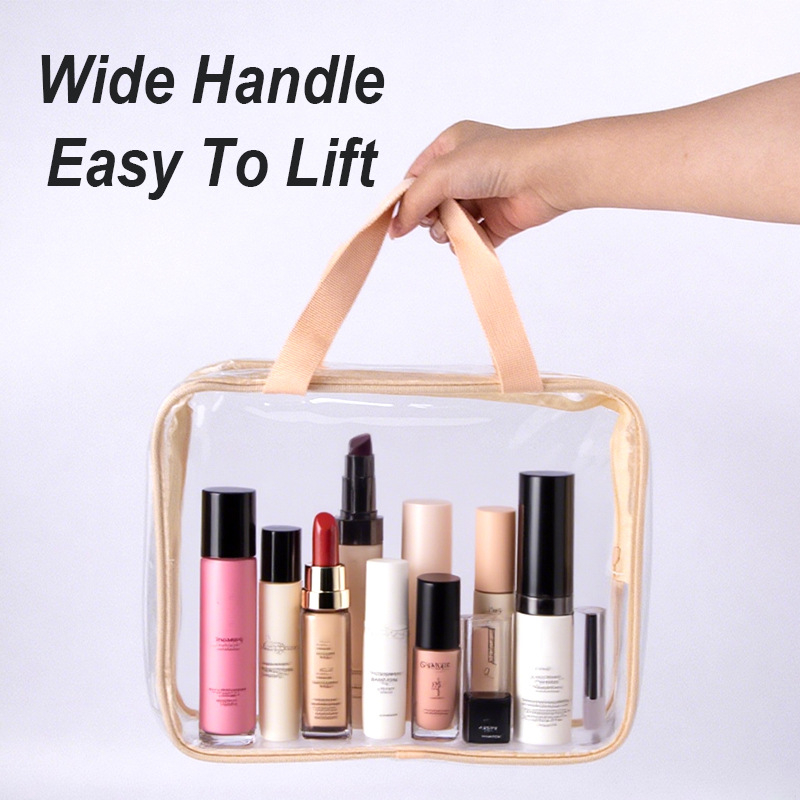 Skaidra PVC uzglabāšanas soma ar dubultām rokturēm - ūdensnecaurlaidīga, salokāma, kosmētikas un rotaļlietu organizators