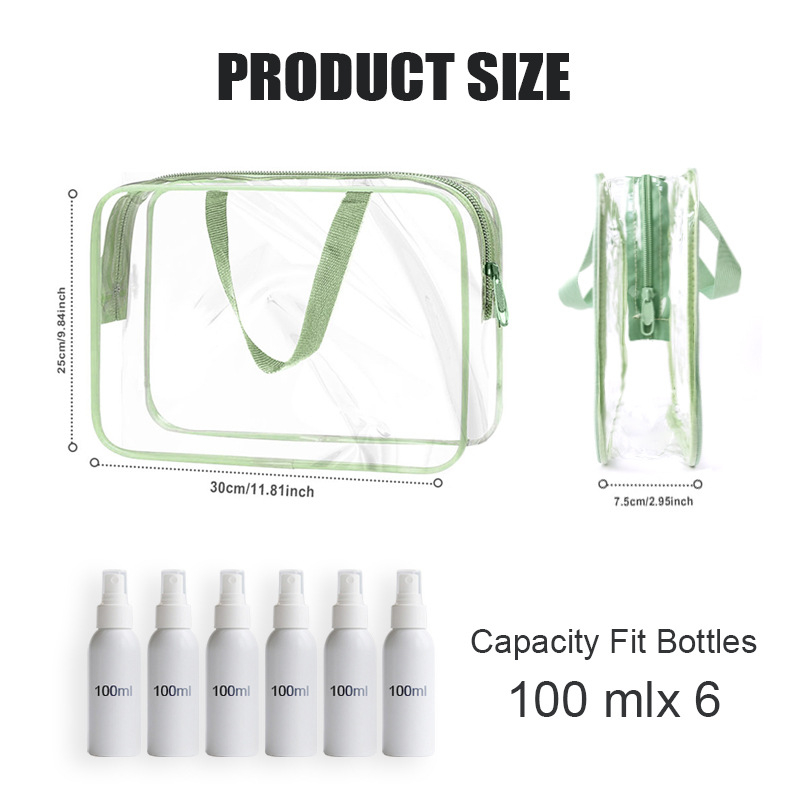 Skaidra PVC uzglabāšanas soma ar dubultām rokturēm - ūdensnecaurlaidīga, salokāma, kosmētikas un rotaļlietu organizators