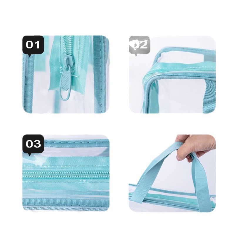 Skaidra PVC uzglabāšanas soma ar dubultām rokturēm - ūdensnecaurlaidīga, salokāma, kosmētikas un rotaļlietu organizators