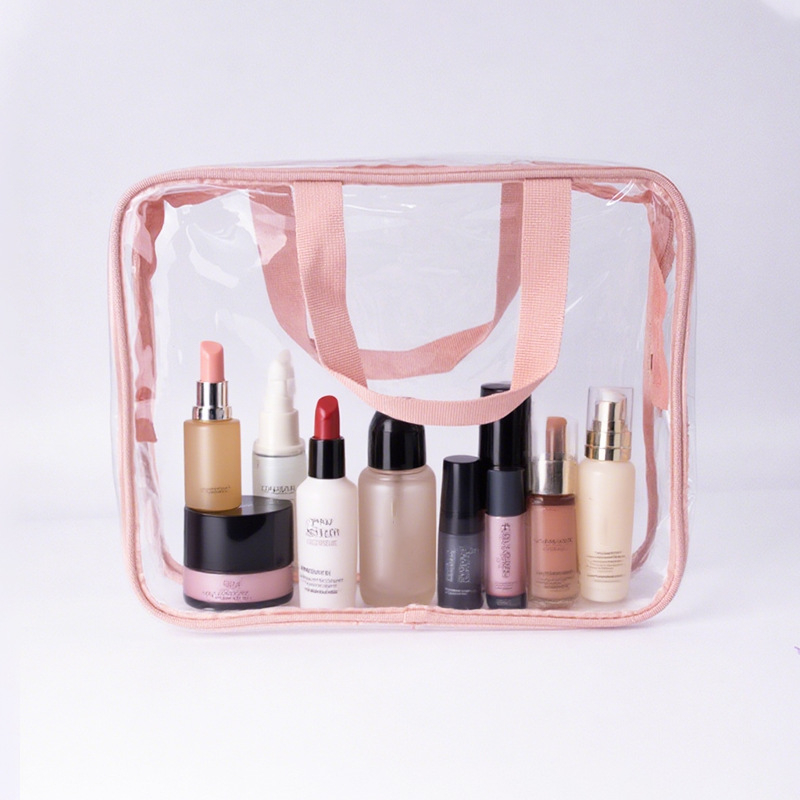 Skaidra PVC uzglabāšanas soma ar dubultām rokturēm - ūdensnecaurlaidīga, salokāma, kosmētikas un rotaļlietu organizators