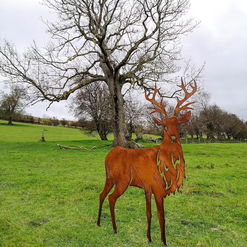 Μεταλλική σιλουέτα ελαφιού – διακόσμηση κήπου και εξωτερικού χώρου, στυλ Αμερικανικό/Ευρωπαϊκό • Υλικό: Σίδηρος • Μάρκα: Huameida Crafts • Κατηγορία: Διακόσμηση