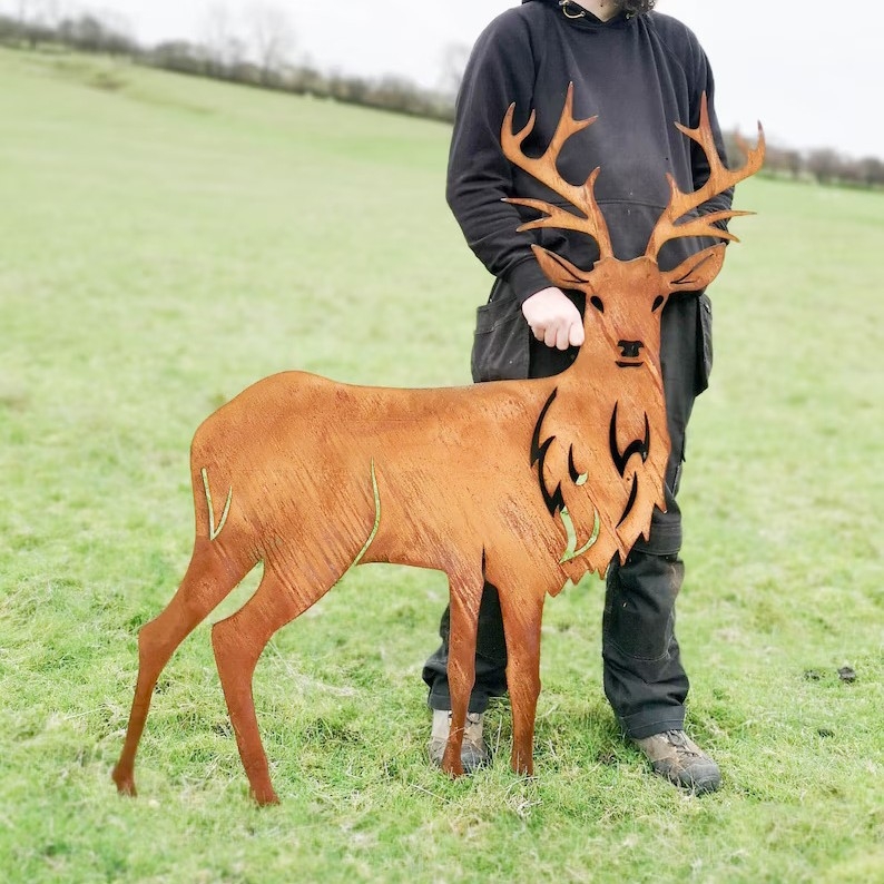 Μεταλλική σιλουέτα ελαφιού – διακόσμηση κήπου και εξωτερικού χώρου, στυλ Αμερικανικό/Ευρωπαϊκό • Υλικό: Σίδηρος • Μάρκα: Huameida Crafts • Κατηγορία: Διακόσμηση
