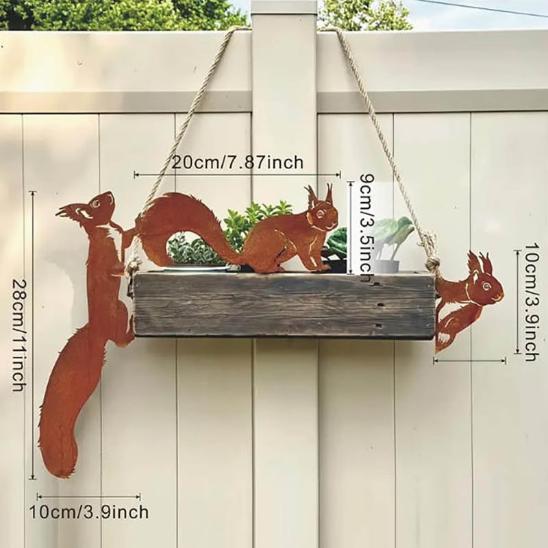 XLY Dzelzs dārza dekors ar vāveres siluetu, trīsdaļīgs komplekts, Amerikas lauku stils, pusautomatizēta izstrāde