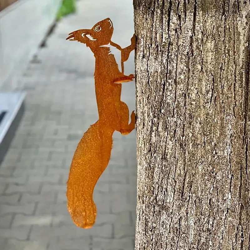 XLY Dzelzs dārza dekors ar vāveres siluetu, trīsdaļīgs komplekts, Amerikas lauku stils, pusautomatizēta izstrāde