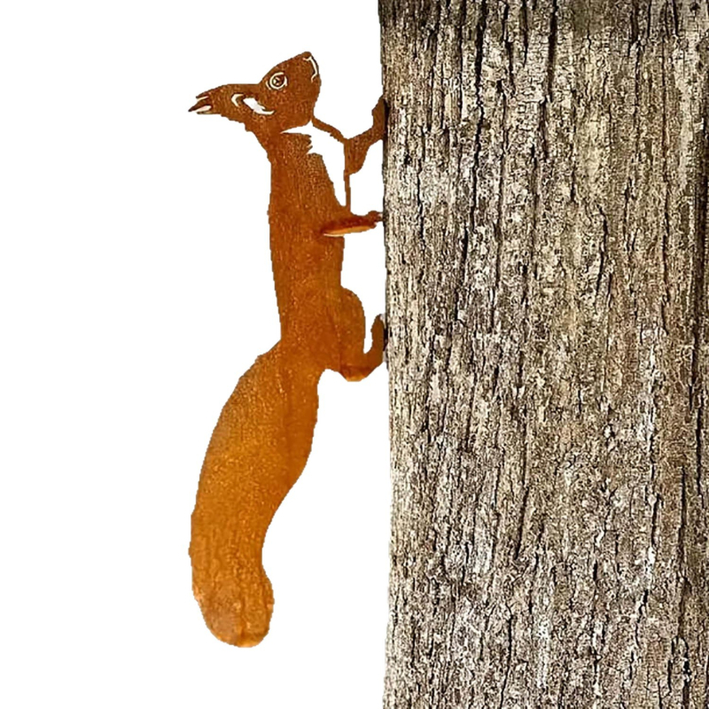 XLY Dzelzs dārza dekors ar vāveres siluetu, trīsdaļīgs komplekts, Amerikas lauku stils, pusautomatizēta izstrāde