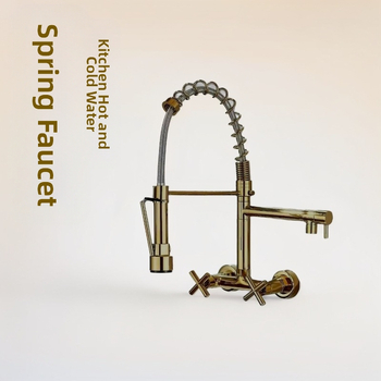 Įmontuojamas sienos virtuvės maišytuvas karštam ir šaltam vandeniui, vario lydinys, keraminis vožtuvo korpusas, dviejų skylių dizainas