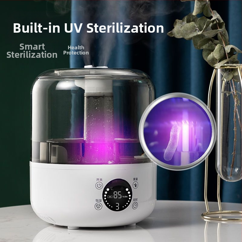 Ултразвуков овлажнител и ароматерапевтичен дифузер за спалня, 3 изхода за мъгла, резервоар над 10 л, неръждаема стомана, подходящ за 41–60 м²