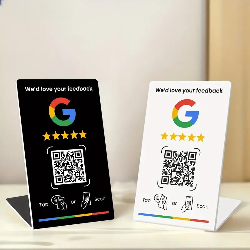 Google atsauksmju karte ar NFC sensoru, dinamisks QR kods, modifikējama Nt-ag215 vērtējuma karte; Importa statuss: Nē; Apstrādes pielāgošana: Nē