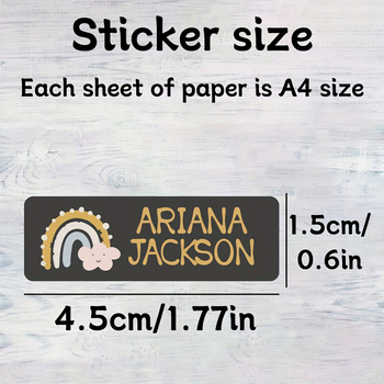 Εξατομικευμένες αδιάβροχες ετικέτες ρούχων για παιδικούς σταθμούς • Υλικό PVC • Κωδικός προϊόντος jd601101272516845 • Διαθέσιμες συσκευασίες: 52/260/520/104 τεμάχια • Συσκευασία δώρου