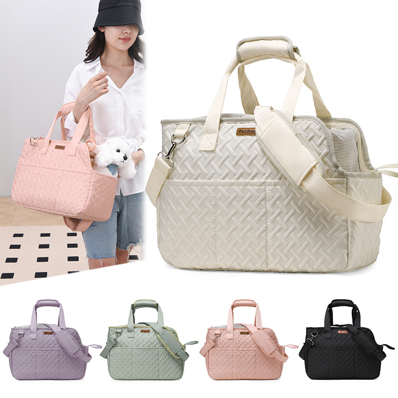 Kaķu un suņu pārvadāšanas soma ar vienu plecu siksnu, audums, režģa raksts, saliekama, ārējai lietošanai, ietilpība līdz 5 kg